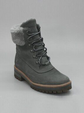 Timberland Ladies 8 Courmayeur Valley 6” Shearling Gray WP Nubuck Ankle Boots